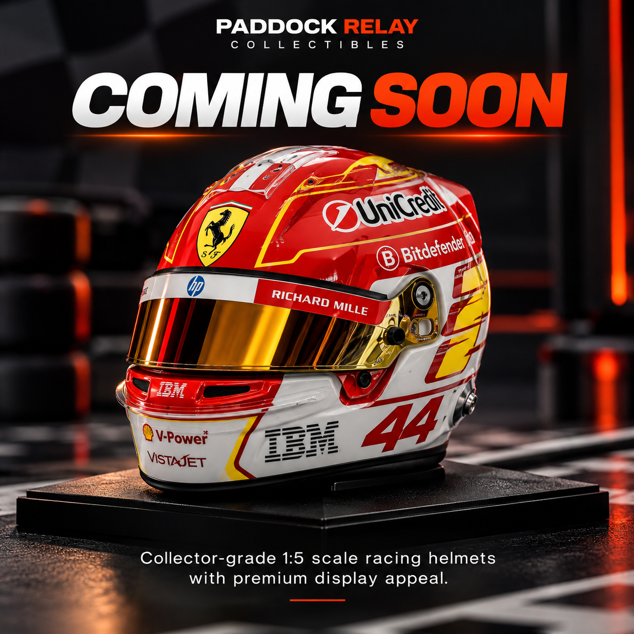 Collector-grade 1:5 scale F1 mini helmet
